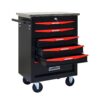 6 Drawer Multifunctional Tool Cart With Wheels, Metal Rolling Tool Cart Storage For Garage Workshop Warehouse Repair Shop With Stainless Steel Roof - Black / Red - Image 11