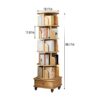 6 Tier Rotating Bookshelf With Wheels And Drawer, 360° Spinning Design, Space Saving Storage, For Home And Office - Wood - Image 3