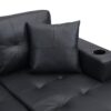 Modern Sectional Sofa Set With L Shape Chaise Lounge, Cup Holder, 4 Seat - Black - Image 11