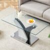Artistic Rectangular Coffee Table With Tempered Glass Countertop - Gray / White - Image 2