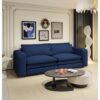 King Size Sleeper Sofa Bed, Pull Out Sofa Bed, 3 In 1 Convertible Sleeper Sofa, 3 Seat Couch With 2 Lumbar Pillows For Living Room - Blue - Image 5