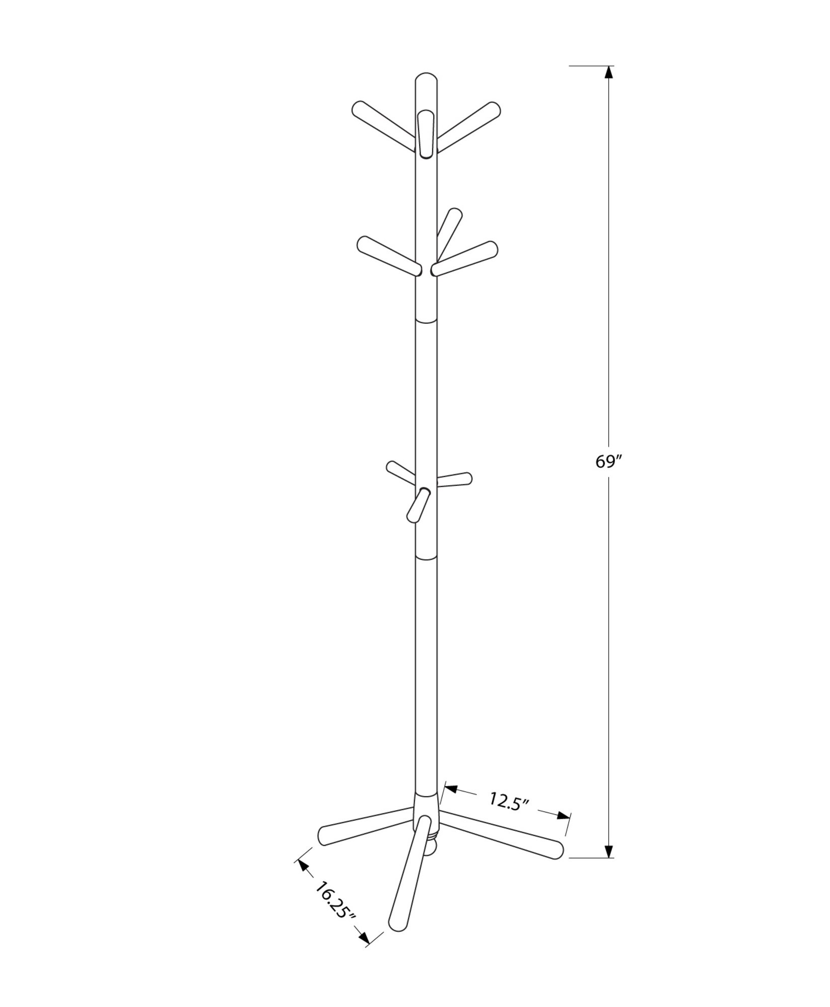 Free Standing Coat Rack 9 Hooks For Entryway - Espresso - Image 4