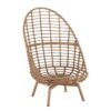 Ellis - Outdoor Wicker High Back Lounge Chair, Teak Finished Leg - Light Brown / Beige - Image 7