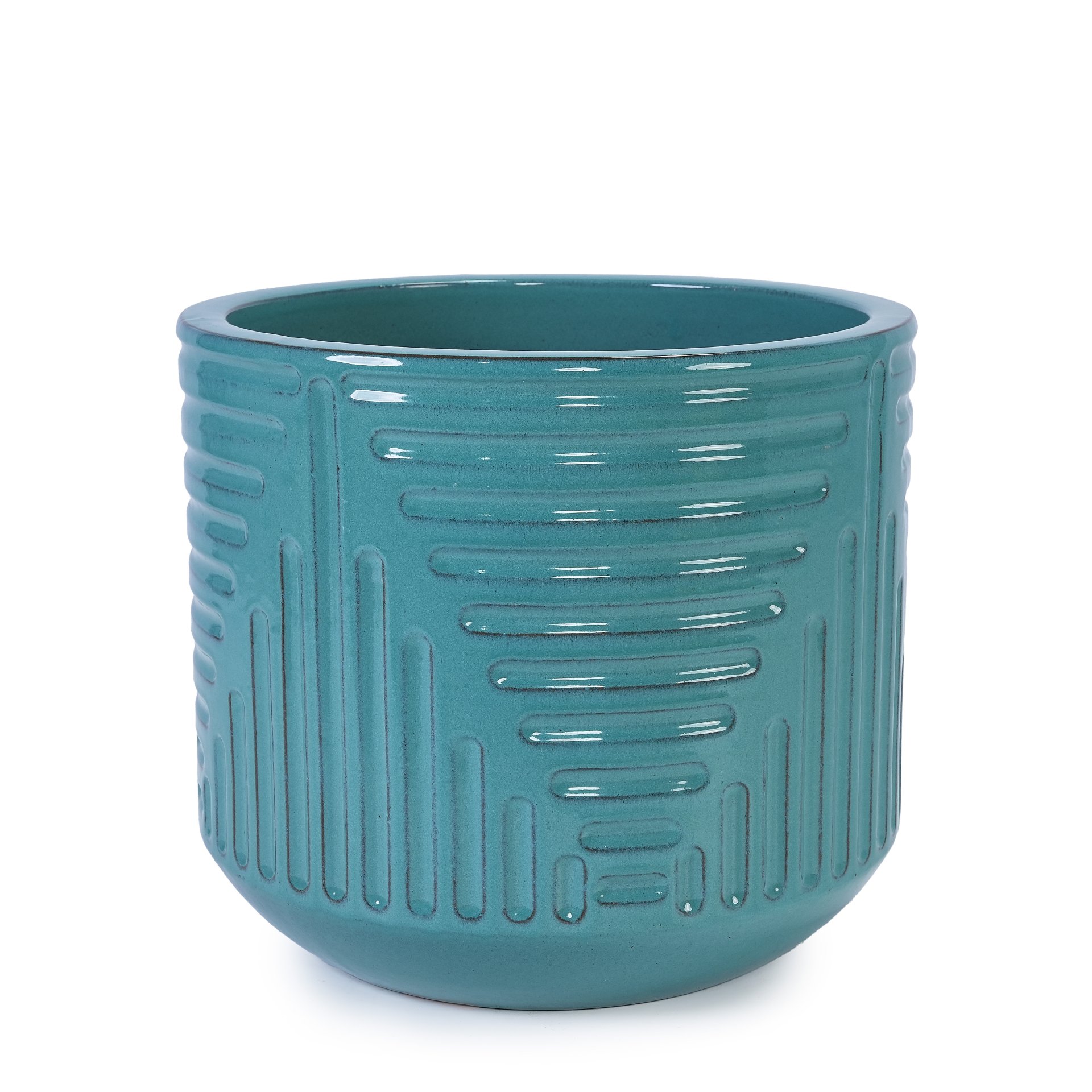 Ceramic Flowerpot, Planter For Patio, Garden, Windowsill - Cyan - Image 6
