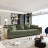 4 Seat Sofa, Deep Seat Couches With Soft Pillows And Movable Ottoman, Convertible Sofa Lounge Chair, For Living Room - Green - Image 5