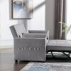 Linen Fabric 3-In-1 Convertible Sleeper Loveseat With Side Pocket - Light Gray - Image 3