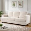 Modern Sofa, Comfortable 3 Seater Couch With Deep Seating, Loose Back Cushions, Wide Arms - Ivory - Image 6
