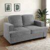 Modern Loveseat, Comfortable 2 Seater Couch With Deep Seating And High Density Foam, Loose Back Cushions, Wide Arms - Gray - Image 5