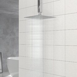 Elegant 8" Square Rainfall Shower Head, Wall / Ceiling Mounted, Stainless Steel - Chrome