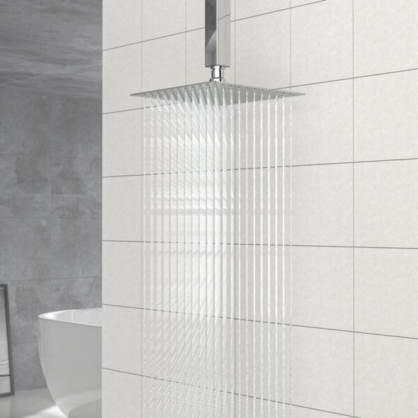 Elegant 8" Square Rainfall Shower Head, Wall / Ceiling Mounted, Stainless Steel - Chrome