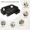 Sectional Pull-Out Sofa Bed L-Shaped Corner Sofa Couch With Storage Chaise, USB Ports, Power Sockets, Cup Holder For Living Room, Bedroom, Study - Black - Image 9