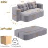 2 In 1 Foldable Sofa Plush Corduroy Sofa Convertible Floor Sofa Bed Deep Seating With Multi Functional Blanket Suitable For Living Rooms - Light Gray - Image 3