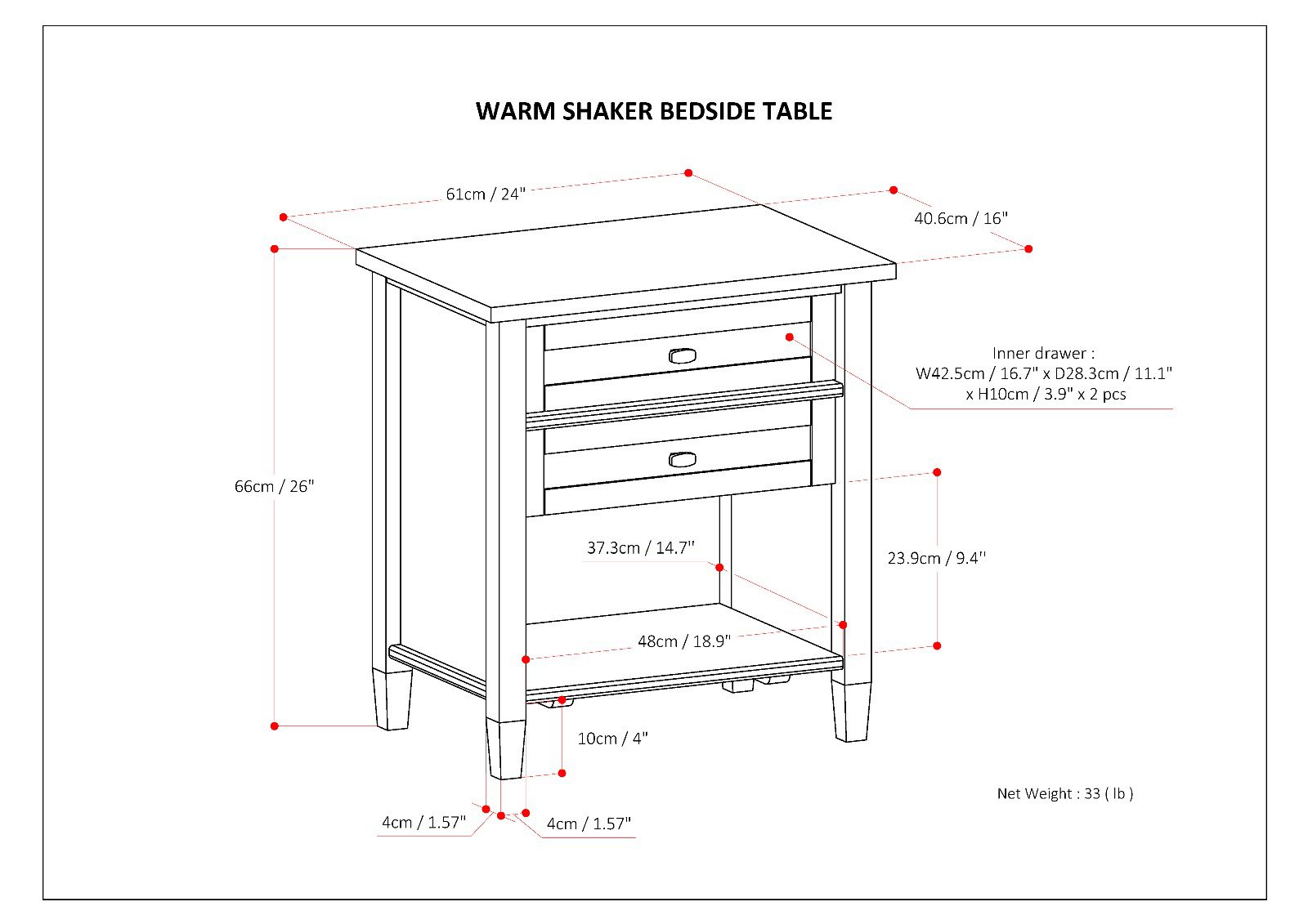 Warm Shaker - Bedside Table - Black - Image 6