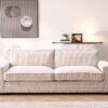 Luxe - Corduroy Sofa With Sleek Design, Spacious And Comfortable 3 Seater Couch - Beige - Image 8