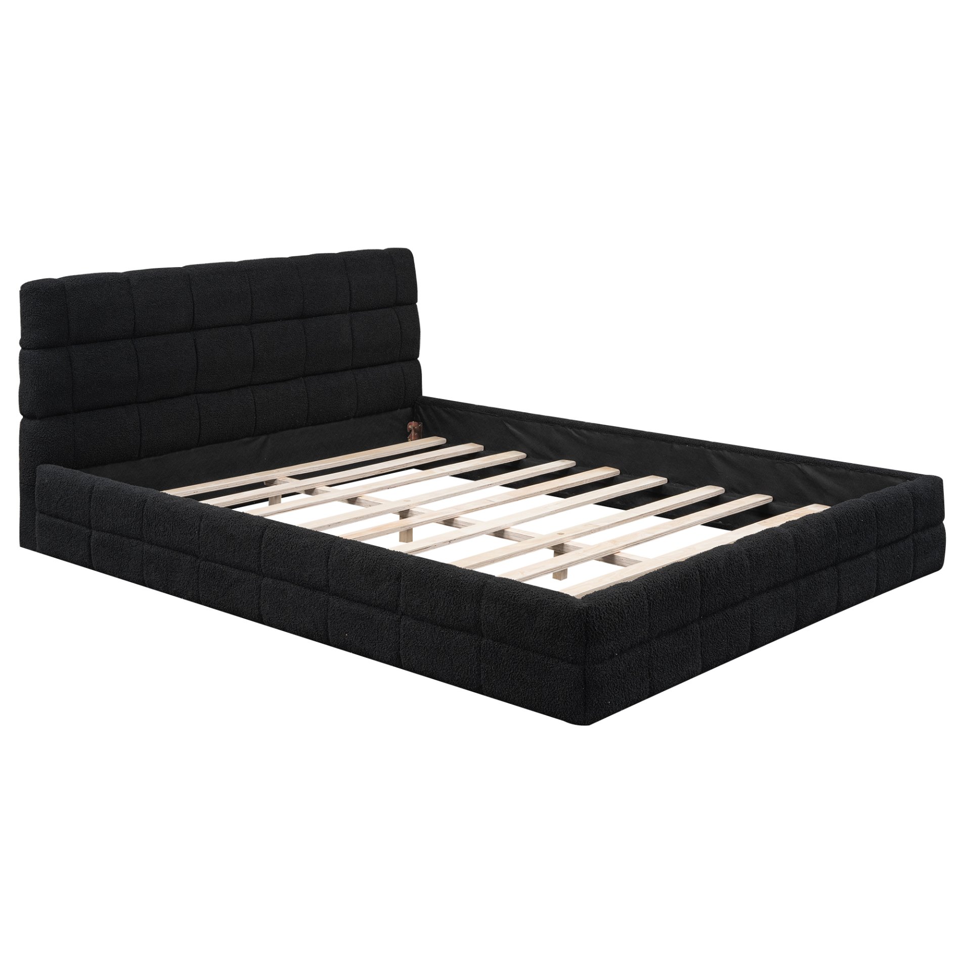 Queen Size Upholstered Platform Bed - Black - Image 6