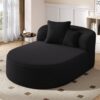 Chaise Lounge Sofa Boneless Couch With Supportive Pillows, Sofa Bed - Black - Image 2