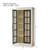 Rustic Style Display Cabinet With Glass Doors For Collectibles - Black / Cream White - Image 3