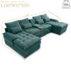 Upholstered U Shaped Sofa With Console And Cupholders Fabric, 6 Seat Sleeper Couch Set With Chaise - Green - Image 3