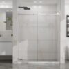 Frameless Shower Door, Silent Sleek Sliding Glass Door, Tempered Glass - Chrome - Image 3