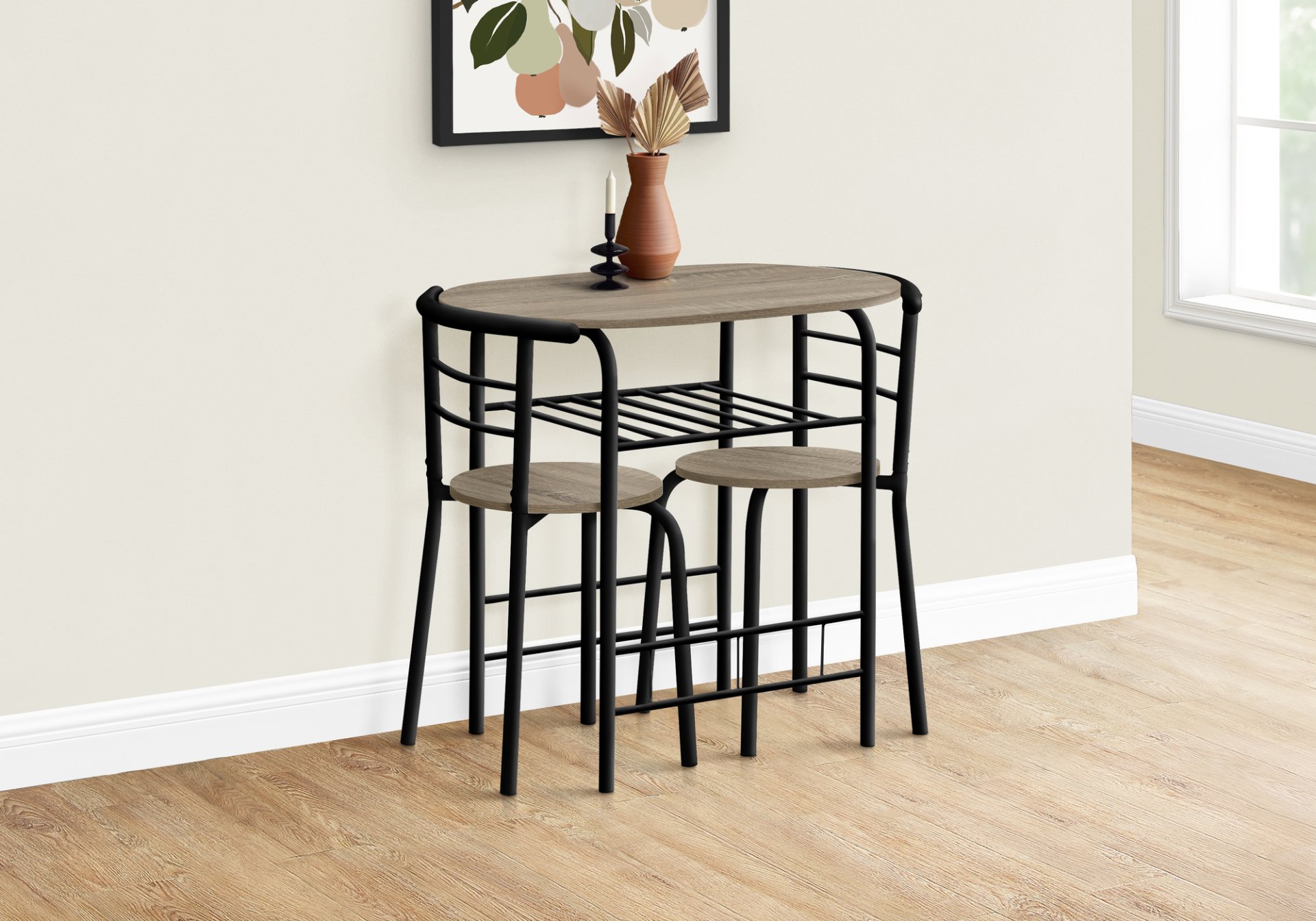 3 Pieces Dining Table Set, Small, Contemporary & Modern - Taupe - Image 8