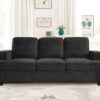 Modern Sofa, Comfortable 3 Seater Couch With Deep Seating And High Density Foam, Loose Back Cushions, Wide Arms - Black - Image 8
