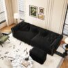 3 In 1 Pull Out Sofa Bed, King Size Sofa Bed, 3 Seater Sofa With Movable Ottoman, Tufted Design, Suitable For Living Rooms - Black - Image 5