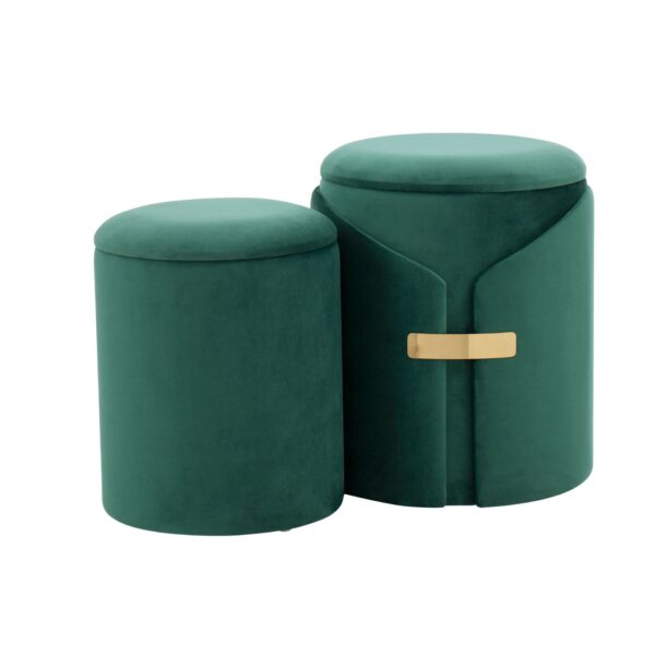 Dahlia - Contemporary / Glam Nesting Ottoman Set - Green