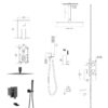 12" Ceiling Mount Square Shower System With Waterfall Tub Spout And Rough In Valve - Matte Black - Image 3
