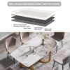 63" Modern Artificial Stone Pandora White Curved Metal Leg Dining Table, 6 People - Antique White - Image 11