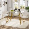 Modern Rectangular Glass Dining Table With Sturdy Metal Legs For Dining Room, Living Room, And Office - Gold - Image 2