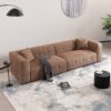 Tofu Block Sofa Modern Design Fabric Three Seat - Brown - Image 5
