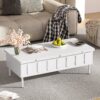 Lift Top Coffee Table With 2 Drawers, Multi Functional Adjustable Coffee Table With Hidden Storage Compartment For Living Room - White - Image 6