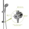 Chrome Round Dual Shower Heads Set With 10" Overhead And Hand Shower, Metal & Plastic Construction - Chrome - Image 6