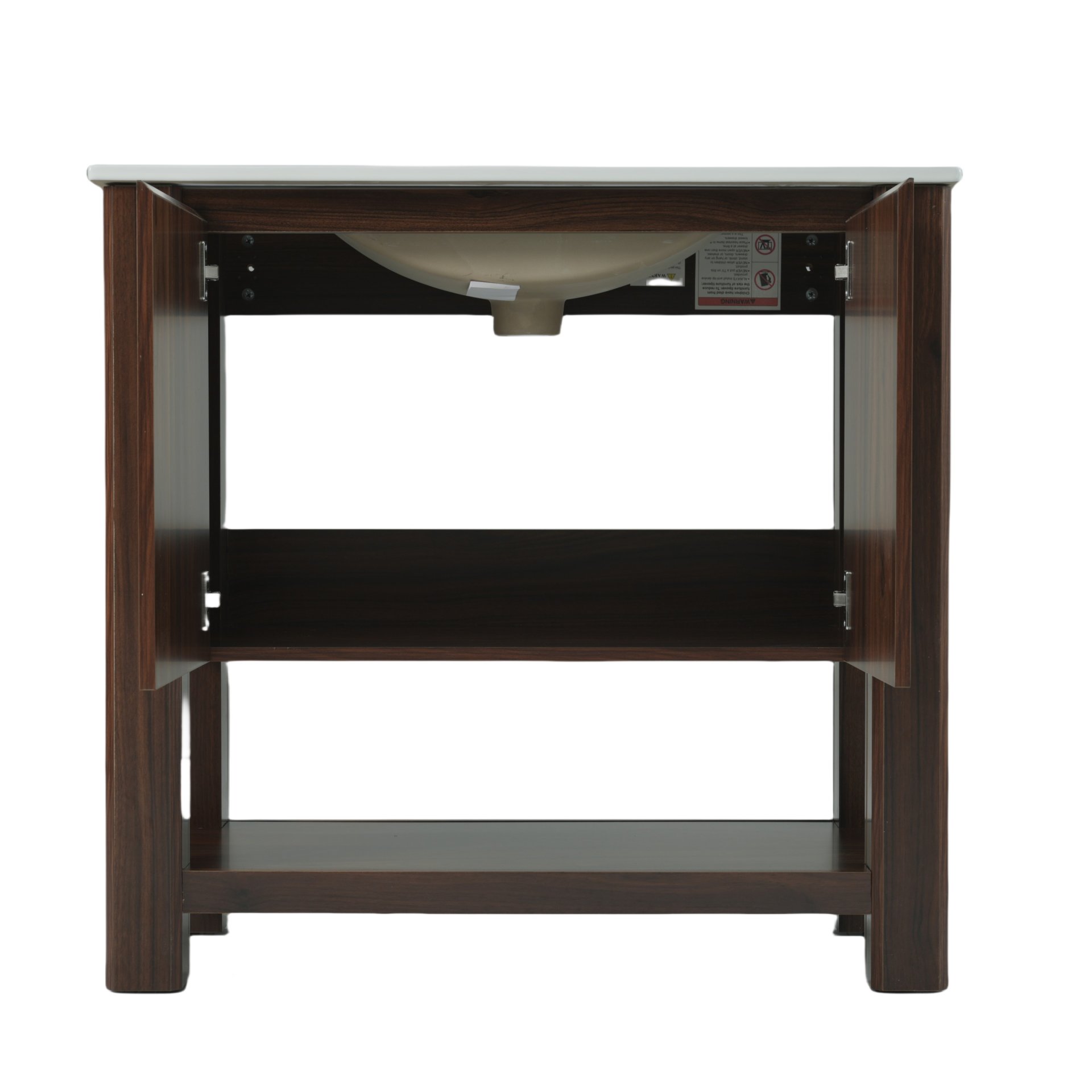 36" Modern Bathroom Vanity With Rectangle Ceramic Sink, Bathroom Cabinet And 45 Degrees Free Handle Design Soft Closing Doors, 1 Open Shelf At The Bottom - Dark Brown - Image 19