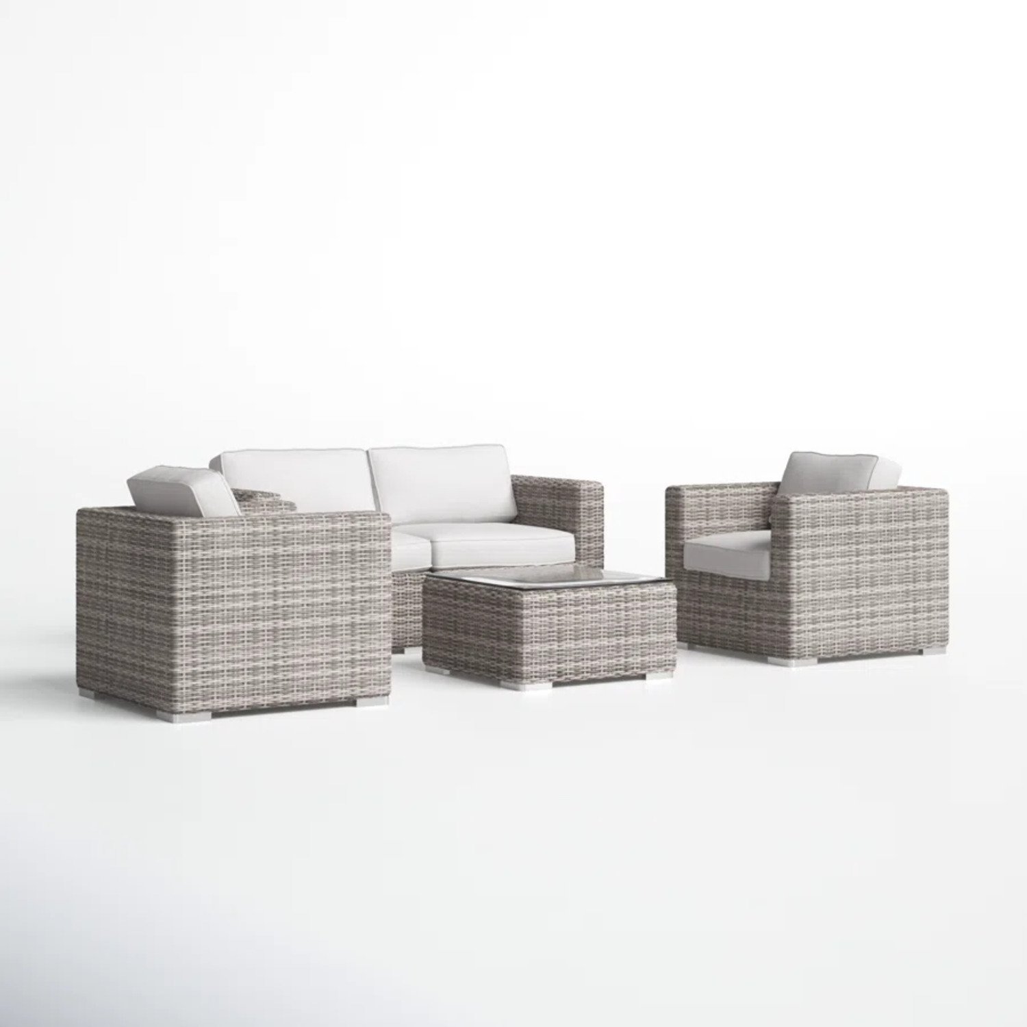 Stylish Outdoor Wicker Sofa And Chair Set With Cushions - Gray Mix - Image 3