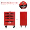 Rolling Metal Tool Chest With 5 Drawers, 20" Steel Storage Cabinet With Ball Bearing Slides - Red / Black - Image 3