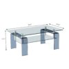 Modern Tempered Glass Coffee Table With 2 Tier Storage And Smoke Legs For Living Room - Transparent - Image 3
