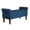 Upholstered Storage Bench With Rolled Armrests - Blue - Image 9
