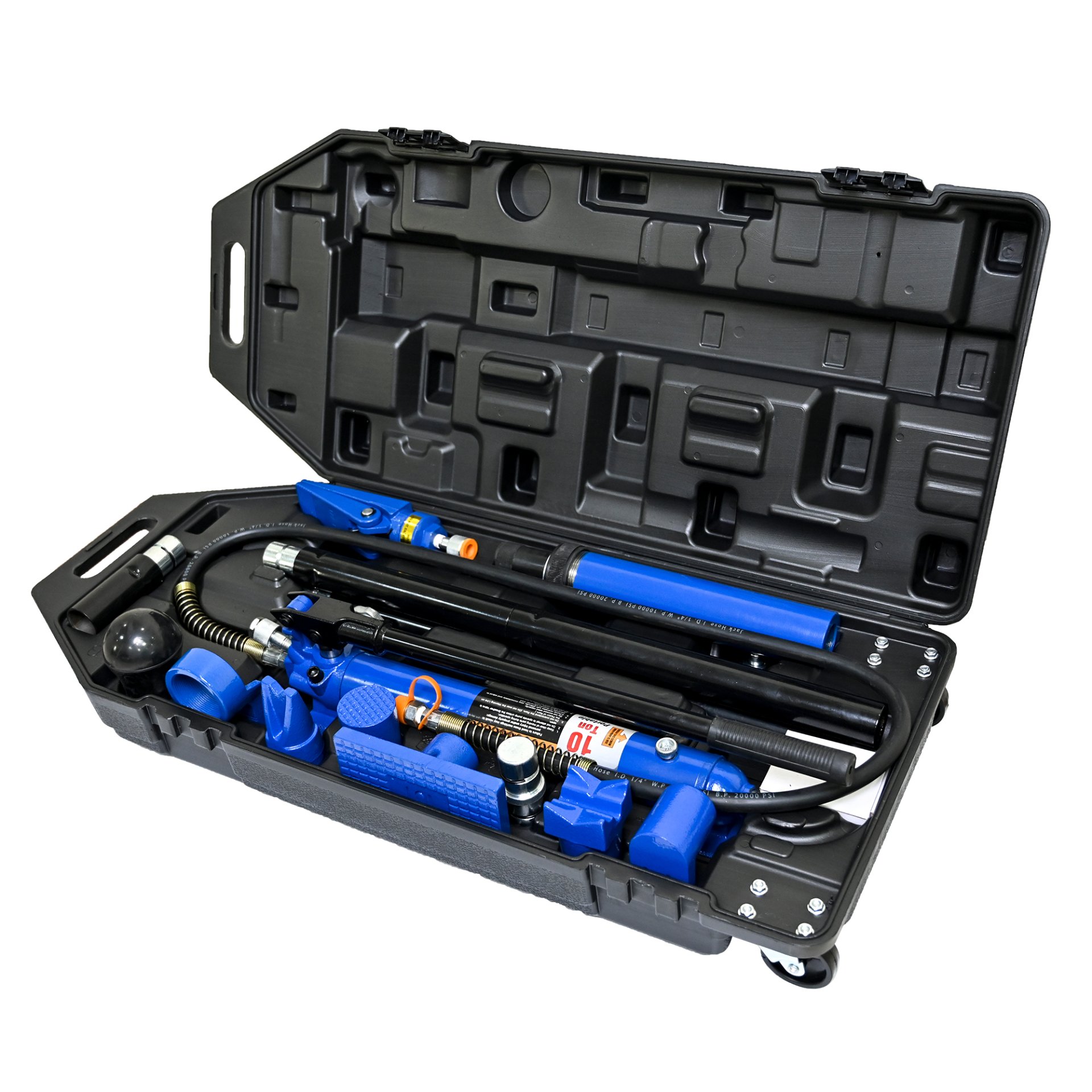 10 Ton Portable Hydraulic Equipment Kit For Metal Work - Black / Blue - Image 5