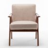 Accent Chair, Classic Mid Century Modern For Extra Seating - Light Camel - Image 4