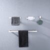 Modern Wall Mounted Bathroom Hardware Set With Robe Hook, Towel Rail, And Tissue Paper Holder - Brushed Nickel - Image 2