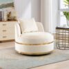360 Degree Swivel Accent Chair With Soft Cushion For Living Room, Bedroom, Office - Beige - Image 26