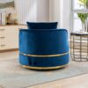 360 Degree Swivel Accent Chair With Seat Cushion, Over Sized Upholstered Barrel Chair - Blue - Image 26