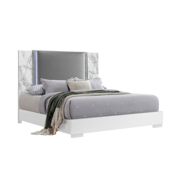 Moon - King Bed With LED Lighting - Marble