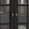 Buffet Cabinet With Double Glass Doors And Drawer, Storage Sideboard - Black - Image 20