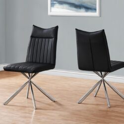 Dining Chair, Side, Upholstered For Dining Room, Contemporary Comfortable Seating (Set of 2) - Black