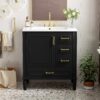 30" Bathroom Vanity Set With Soft Close Doors And Handles - Black - Image 2
