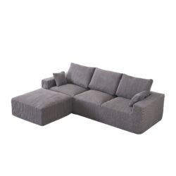 Modular Sectional Sofa With USB Charger And Petal Armrest - Gray