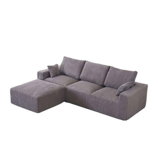 Modular Sectional Sofa With USB Charger And Petal Armrest - Gray