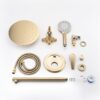 Wall Mounted Shower System With High Pressure Rain Shower Head & 5 Function Handheld - Brushed Gold - Image 7